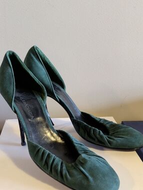 Balenciaga Green Suede D'Orsay Heels